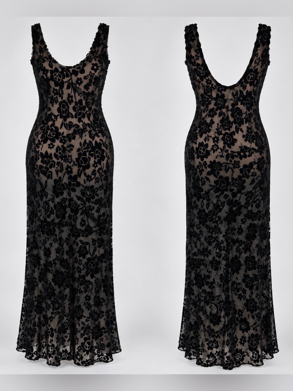 VTG Victoria’s Secret Gold Label Silk Velvet Burnout Dress M Floral Whimsigoth